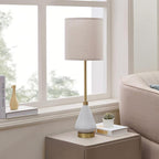 32" White Buffet Lamps Set of 2 for Living Room, Ceramic Buffet Table Lamps for Dining Room, Tall Skinny White Gold Lamps Set of 2, Modern Candlestick Lamps for Credenza, Sideboard, Hallway