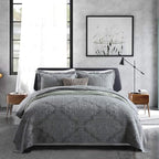 Travan 3-Piece King Quilt Set Quilted Bedspread Oversized Microfiber Lightweight Bedspread Coverlet Set with Shams Bedding Set for All Season, Grey, King