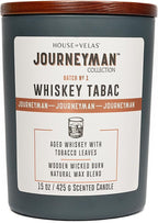 Journeyman Collection Candle, 15oz, Wooden Wick, Whiskey Tabac, Large Painted Jar