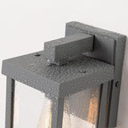 mirrea 11" Classic Outdoor Wall Sconce 1 Light in Matte Gray Rectangular Metal Frame and Clear Glass Shade Waterproof Porch Light Patio Light Pack of 2