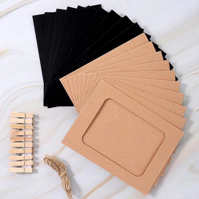 Giantree 20Pcs Photo Banner for Pictures, Paper Picture Frames, 4x6 Inch Photos Banner, Paper Photo Frame Photos String With Clips for Home Wall Decor,School and Office Decor(Style A)