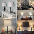 Oneach 25.75" Table Lamps Set of 2 for Living Room Bedroom, Bedside Lamp 3-Way Dimmable Touch Control, Modern Black Nightstand Light Fabric Shade Vintage Accent Style