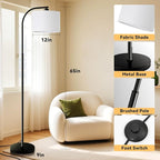 Floor Lamp for Living Room,Tall Standing Lamps Dimmable,Modern Floor Light with LED Bulb,3 Color Temperatures,Fabric Shades,Black Floor Lamps for Bedroom Dining Room Office Corner