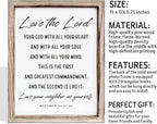 Christian Wall Plaque, Master Bedroom Decor Above Bed, Rustic Farmhouse Christian Decor, Matthew 22:37-39 Signs, Framed Wall Plaque Sign 15 * 11.5 inches, Love the Lord Sign