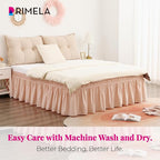 RIMELA Bed Skirt Queen Size 15 Inch Drop, Wrap Around Elastic Bedskirt Solid Microfiber Luxury Hotel Quality Fabric, Easy to Install Machine Washable Wrinkle & Fade Resistant, Flesh Pink