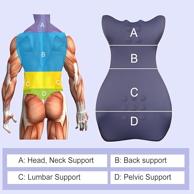 Lumbar Support Pillow for Office Chair - Memory Foam Back Support Pillow with Air Pump for Reducing Lower Back Pain, Adjustable Backrest for Office Chair/Desk Chair, Improve Posture