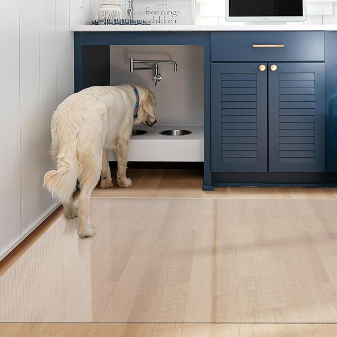 Crystal Clear Floor Mat 3×5ft, Upgraded Easy Flat Waterproof Vinyl Rug Cover, Large Stain-Resistant Plastic Area Rug Floor Protector for Kitchen, Dining Room, High-Traffic Areas