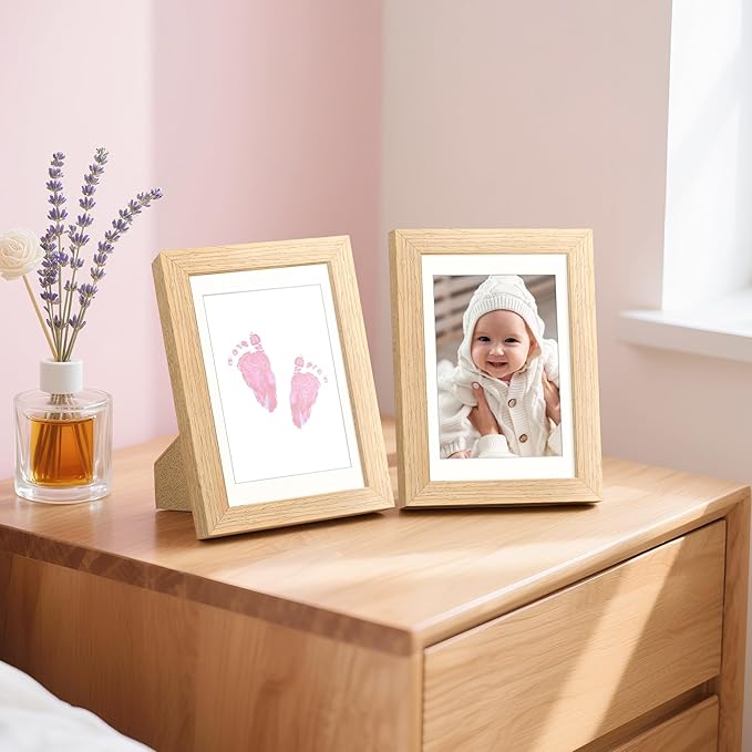 upsimples 4x6 Picture Frame, Natural Solid Wooden Picture Frames, Display 3.5x5 with Mat or 4 x 6 Without Mat, Wall or Tabletop, 1 Pack, Natural