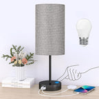AKASUKI 18Inch Table Lamp with Dual Charging Station, 3 Way Dimmable Touch Lamp for Bedroom, Living Room, Office(LED Bulb Included)