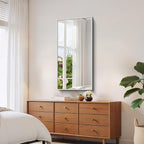 YIROMAN Bathroom Mirror 48"x24", Large Brushed Silver Bathroom Mirror for Over Sink with Aluminum Frame, Rectangular Vanity Mirror with Right Angle, Wall Mirror Hangs Horizontal or Vertical