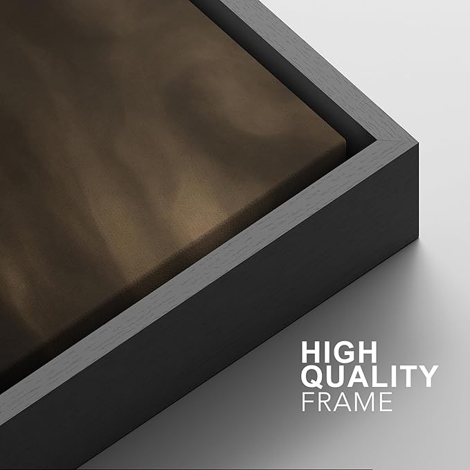 SIGNFORD Framed Canvas Print Wall Art Set Moody Misty Landscape Soft Brown and Gray Hues Illustration Modern Art Decorative Nordic Nature for Living Room, Bedroom, Office - 24"x36"x2 Black