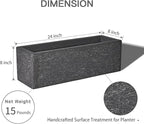 24 Inch Rectangular Concrete Planter,Durable All-Weather Use with Drainage Holes,Large Rectangular Planter for Outdoor Indoor Plants