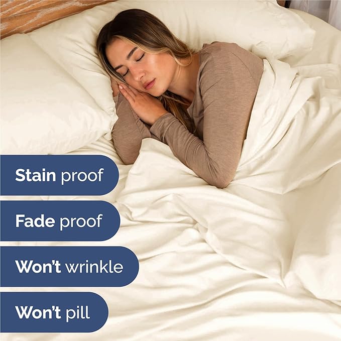 Full Sheets Set 6 Piece - Includes 4 Pillowcases - Bed Sheets Full Size - Soft Hotel Luxury Bedding - Cooling, Comfy, Cozy & Breathable - 1 Flat & 1 Fitted & 4 Pillowcases w/ Deep Pockets - Off White