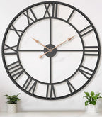 36 Inch Extra Oversized Large Giant Modern Decorative Wall Clock,Vintage Industrial Farmhouse Black Metal Big Roman Numeral Large Clocks for Living Room Decor,Entrance Fireplace,Dinng Room