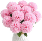 Floroom 12pcs Pink Faux Silk Mums Artificial Flowers Bulk Fake Chrysanthemums with Stems for DIY Wedding Table Centerpieces Floral Arrangements Vase Fillers Home Decorations