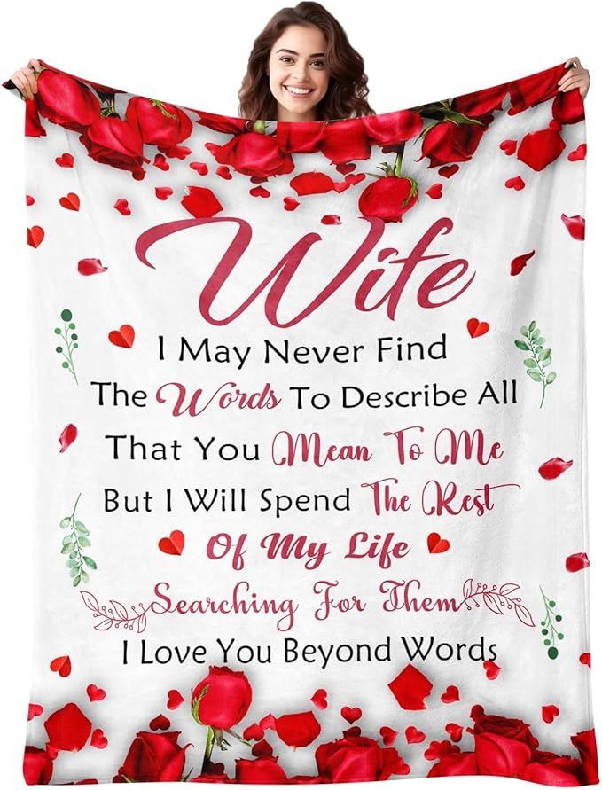 Gifts for Wife from Husband - Anniversary Wedding Gifts for Women - Wife Christmas & Birthday Gift Ideas - Romantic I Love You Gift for her - Valentines Present for Her - to My Wife's Blanket 50"x60"