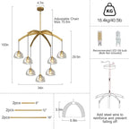 Modern Gold Chandelier, 34 inch Crystal Chandeliers for Dining Room (7-Light), Elegant Decoration Light for Living Room, Foyer Brass Chandeliers