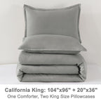 Litanika Comforters Medium Gray California King Size, 3 Pieces Lightweight Solid Bedding Set & Collections, All Season Fluffy Bed Set (104x96In Comforter & 2 Pillowcases)
