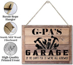 Rustic Wood Sign - Father's Day & Grandpa's Gift - Decor Hanging Wall Art - 'If He Can't Fix It...'