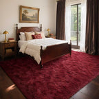 Area Rugs for Living Room, 6x9 Feet Soft Fluffy Shagg Plush Rug High Pile Large Indoor Modern Non-Slip Floor Carpet for Bedroom Nursery Girls Kids Home Room Dorm Decor Aesthetic Burgundy