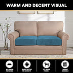 PrinceDeco Velvet Sofa Cushion Covers, Stretch Couch Cushion Covers for Individual Seat Couch Slipcover Sets Furniture Protector for Loveseat Sofa Cushion(Each Width Up to 29.5", Blue)