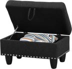 Ottoman Rectangular Storage Ottoman Bench, Footrest Stool Footstool with Lid for Living Room, Bedroom, Entryway, Brown, 28.5"x19.5"x17.5"