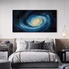 SIGNWIN 36"x72" Extra Large Framed Wall Art Spiral Galaxy Vivid Blue and Yellow Cosmic Space Illustration for Home Living Room Bedroom Decor (Frame Assembly Required)