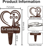 Grandma Memorial Grave Stake, Cemetery Decorations for Grave Markers 12.5 x 7.2 inch Heart Metal Sympathy Stakes Graveside Plaque Decor Sign for Grandma Graves, Yard, Garden - Rust-Grandma