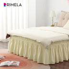 RIMELA Bed Skirt Queen Size 15 Inch Drop, Wrap Around Elastic Bedskirt Solid Microfiber Luxury Hotel Quality Fabric, Easy to Install Machine Washable Wrinkle & Fade Resistant, Beige Yellow
