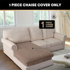 PrinceDeco Sectional Couch Covers Velvet Couch Cover for Dogs Washable L Shaped Couch Cover 1 Piece Individual Sectional Couch Covers with Elastic Bottom(Chaise Lounge,Taupe)