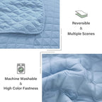 Exclusivo Mezcla Reversible Full Queen Quilt Bedding Set with Pillow Shams, Lightweight Quilts Queen Size, Soft Bedspreads Bed Coverlets for All Seasons - (Sky Blue, 90"x96")