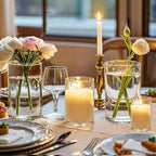 48pcs Glass Vase Cylinder for Centerpieces Small Flower Glass Clear Home Decor Centerpiece Table Flower Vase Decorations for Wedding＆Holiday 4,4,4.7,6Inch Tall