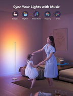 Govee RGBIC Floor Lamp, LED Corner Lamp Works with Alexa, Smart Modern Floor Lamp with Music Sync and 16 Million DIY Colors, Color Changing Standing Lamp for Bedroom Living Room Silver