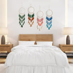 Artilady Macrame Dream Catchers for Bedroom - Tassel Wall Hanging Handmade Dreamcatchers Home Decor with Tassel Feather Ornament Craft Blessing Gift (Blue)