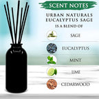 Urban Naturals Eucalyptus Sage Reed Diffuser Oil Gift Set | Eucalyptus, Sage, Mint, Lime & Cedarwood Essential Oils| Soothing & Relaxing Scent for Bathroom or Bedroom Made in The USA
