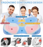 Bed Sleep Contour Memory Foam Pillow, Cervical Pillow for Neck and Shoulder, Ergonomic Neck Support Pillow for Side Back Stomach Sleepers with Pillowcase (Blue)