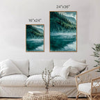 Tinonedraw Large Nature Forest Framed Canvas Wall Art Set, Boho Mountains Calming Lake Wall Decor, Green Pine Trees Artwork, Northern Wilderness Art Painting for Living Room Bedroom Office 24"x36"x3