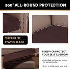PrinceDeco Velvet Couch Cushion Covers 3 Pieces Velvet Separate Couch Cover Stretch Sofa Slipcover Washable Furniture Protector for Sectional Sofa Each Width Up to 40", Brown