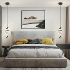 4000K Modern Pendant Light, 15IN Spiral LED Pendant Lights Adjustable Height Black Kitchen Island Fixtures Chandeliers for Dining Room Hanging Lights, 1 Pack