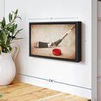 Elephant Stock Vintage Ice Hockey Wall Art - Horizontal Framed Canvas - 1-Piece Hallway Wall Decor - Photography Sports Canvas Print - Brown and Beige Decor for Wall - 13" X 9"