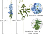 8PCS Blue Delphinium Artificial Flowers 29.5" Combo Clematis Greenery 23.6" Long Stem Flowers for Tall Vase Larkspur Silk Flowers Floral Arrangements Table Party Home Decor (Ice Blue)