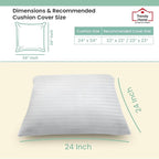 Trendy Home 24x24 Throw Pillow Insert (Set of 2, White) Bed and Couch Pillows Stuffer Hypoallergenic, Decorative Home Indoor Outdoor Sofa Pillow Filler (Machine Wash, 2 Pack)