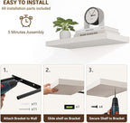 24 Inch Floating Shelves, 24"x9.25"x1.5" Inch Deep Floating Shelves for Wall, Wooden Shelves for Bathroom, Bedroom, Living Room, Cream White Oak, 2 Pieces