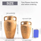 Ceramic Flower Vase with 2 Handles, 8.85 inch Tall Terracotta Rustic Farmhouse Vase, Wide Mouth, for Home Decor, Dining Table, Living Room, Kitchen, Office