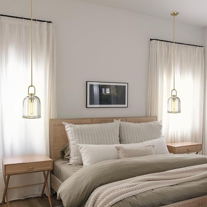 Crystal Brass Pendant Light Fixtures, Modern 8inch Pendant Lights Kitchen Island, Island Lights for Kitchen,Crystal and Gold Pendant Light, Indoor Pendant Lighting,E12 Bulb Included