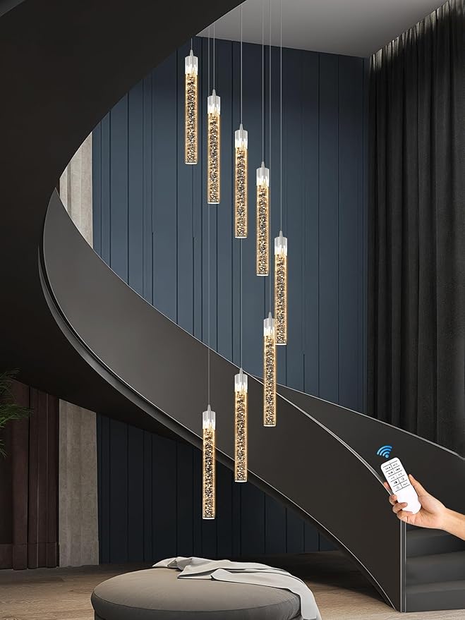 Modern Chandelier 8-Light Bubble Crystal Pendant Light Adjustable Pendant Light Fixture Crystal Chandeliers for Living Room Dinning Room Bedroom