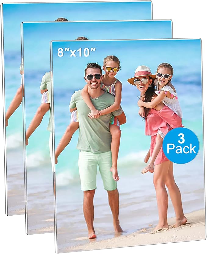 Magnetic Picture Frames for Refrigerator 8x10 Inch, Magnetic Photo Holders for Fridge, 3 Pack Acrylic Magnetic Picture Frame for Displaying Frames,Children Artworks