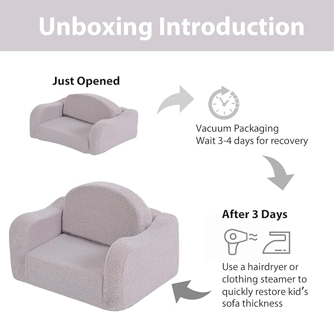 Welnow 2-in-1 Kids Sofa Chair, Convertible Toddler Chair Flip Out Children Sofa Chair with Wave Armrests Folding Kids Play Sofa with Side Pockets & Removable Cover Armchair for Girl or Boy