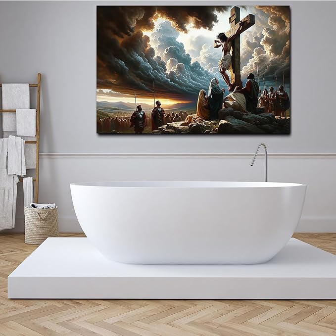 XWNLTEPK Christian Art Crucifixion Print Jesus on the Cross Art Wall Jesus Picture Modern Home Decor Canvas Wall Art Poster