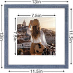 Vittanly 12x12 Picture Frames Set of 9, Shatter Resistant Plexiglass, Display 8x8 Pictures with Mat or 12x12 without Mat, Photo Frames for Wall Mount, Engineered Wood, Navy